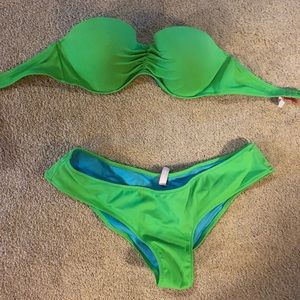 Worn once! Green and blue Victoria Secret bikini